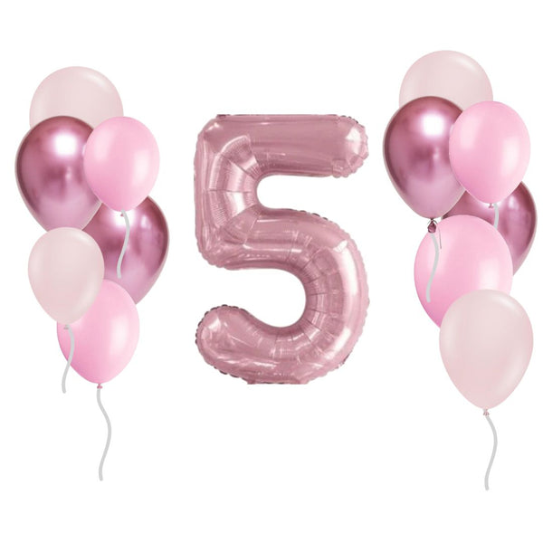 1 Large Number Balloon and 12 Latex in 3 Shades